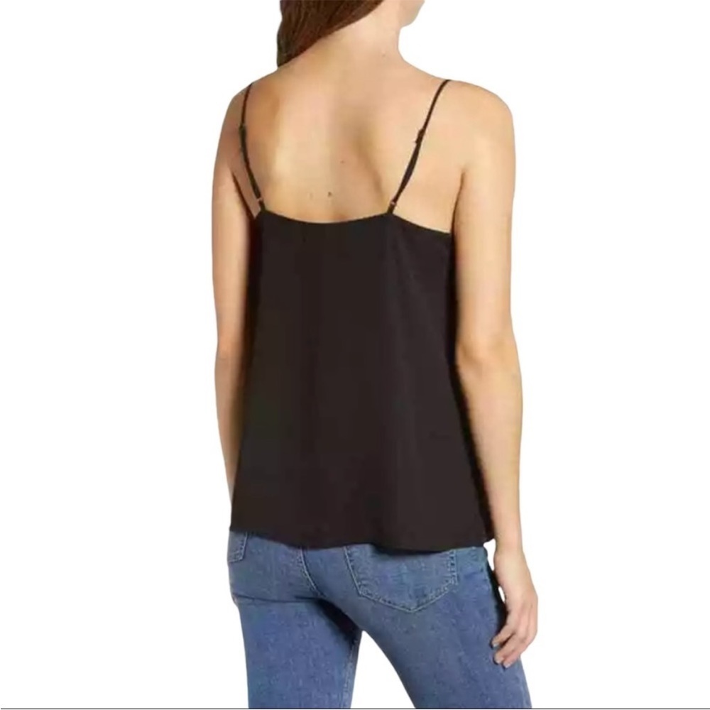 Socialite Black Eyelash Lace Adjustable Spaghetti Strap Camisole, Size Large - Picture 3 of 8